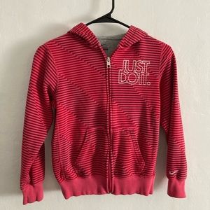 Nike  stripped zip up hoodie size medium